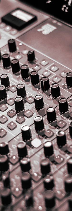 Close-up of a mixing board